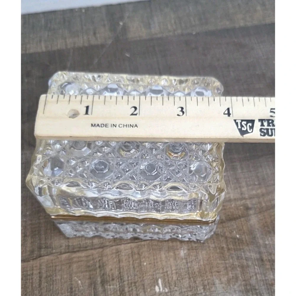 Vtg GSE Ottone Garantito Cut Crystal Lidded Glass Jewely Casket Trinket Box READ